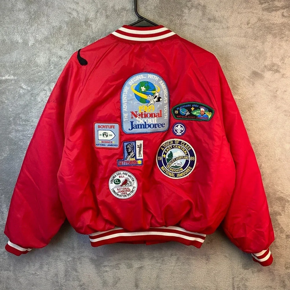 Vintage King Louie 1989 BSA Jamboree Jacket M Red Nylon USA